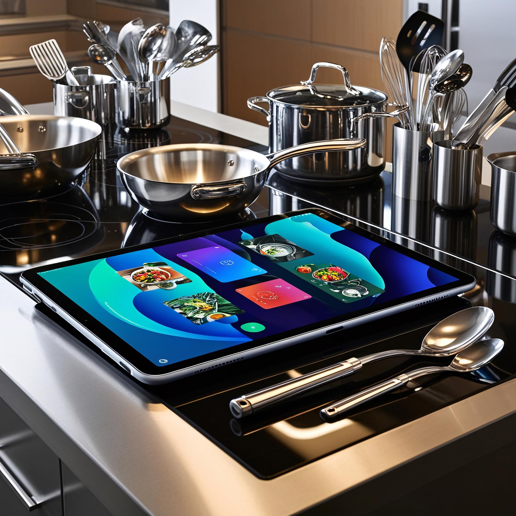 Set di stoviglie e libri di cucina digitale